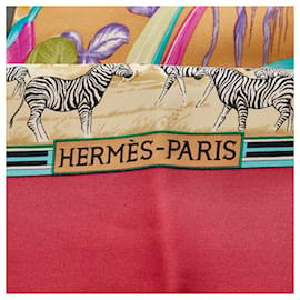 Hermès-Foulard Hermes Rouge Tropiques En Soie-Rouge