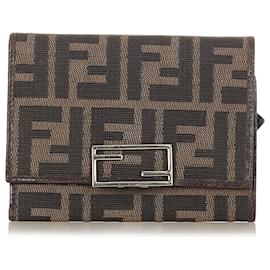 Fendi-Fendi Brown Zucca Canvas Wallet-Brown