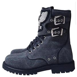 Botas de combate de tecido cinza Balmain NWOB Cinza