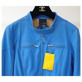Fendi-NWT Fendi Blue Leather Jacket-Blue