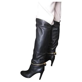 Sergio Rossi Black Leather Boots Black