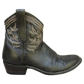 Mexicana Black Leather Ankle Boots 38 Black