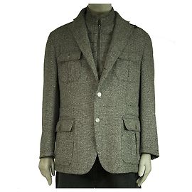 Corneliani Collection CC Grau Wolle Kaschmir Knopfleiste Herren Blazerjacke 58 Grau