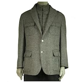 Corneliani-Corneliani Collection CC Gray Wool Cashmere Button Front Men's Blazer Jacket 58-Grey