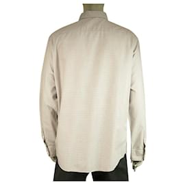 Ermenegildo Zegna-Ermenegildo Zegna Brown Grid Check Jacquard Shirt Long Sleeve Cotton Mens XXL-Light brown