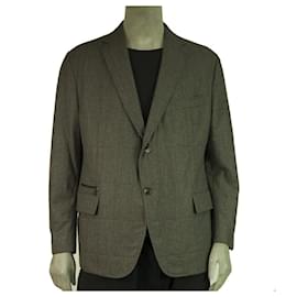 Ermenegildo Zegna-Ermenegildo Zegna Gray Wool Silk Cashmere Button Front Men's Jacket size 7- 58 C-Dark grey