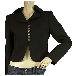Moschino Cheap And Chic Moschino Cheap & Chic Black Virgin Wool Short Cropped Fitted Jacket Bolero 42 Black