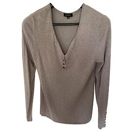 CAROLL Kaschmirpullover grau meliert mit Knopfdetails Grau