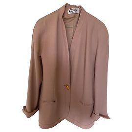 Autre Marque Chaqueta larga rosa forrada con cierre de botón Rosa