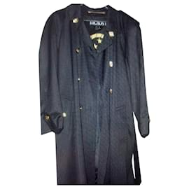 Escada Black Wool Trench Coat Black
