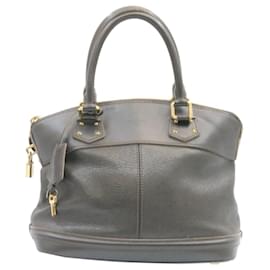 Louis Vuitton-LOUIS VUITTON Suhari Lockit Hand Bag Leather Chrome Gray M95713 LV Auth 24223-Grey