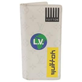 Louis Vuitton-LOUIS VUITTON Monogram White Portefeuille Brazza Logo Wallet M67822 auth 24206-White