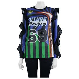 Farbe Kenzo Fußballtrikot mit Rüschen Weiß Blau Grün Gelb