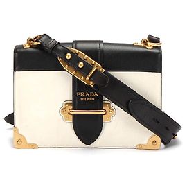 Sac bandoulière Prada Large Cahier en cuir de veau blanc Blanc