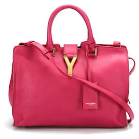 Yves Saint Laurent Sac bandoulière YSL Cabas Chyc Leather en cuir de veau rose Rose