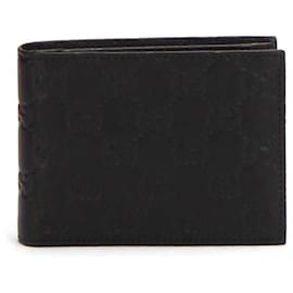 Gucci-Gucci Guccissima Signature Bi-Fold Small Wallet  in black calf leather leather-Black