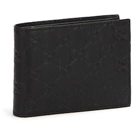 Gucci-Gucci Guccissima Signature Bi-Fold Small Wallet  in black calf leather leather-Black
