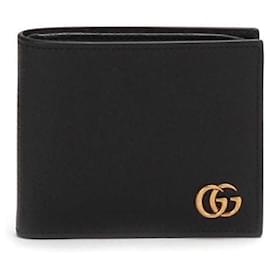 Gucci-Gucci GG Marmont Bi-Fold Small Wallet  in black calf leather leather-Black