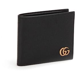 Gucci-Gucci GG Marmont Bi-Fold Small Wallet  in black calf leather leather-Black