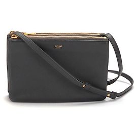 Céline Borsa a tracolla Celine Trio Leather in pelle di vitello nera Nero