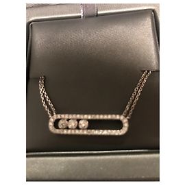 100% AUTHENTIQUE COLLIER MESSIKA OR BLANC DIAMANT MOVE CLASSIC PAVÉ Blanc