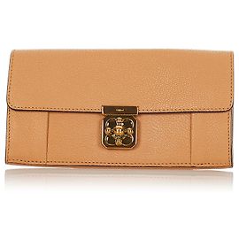 Chloé Chloe Brown Leather Elsie Wallet Brown Beige