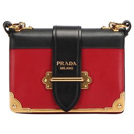 Borsa a tracolla in pelle rossa Cahier Prada Nero Rosso