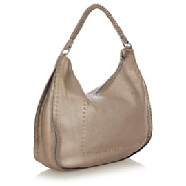 Fendi-Sac à bandoulière en cuir Fendi Selleria gris-Gris