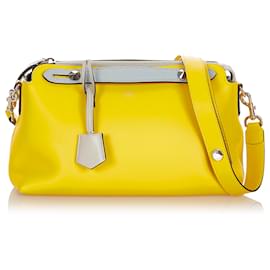 Fendi-Cartable en cuir jaune Fendi By The Way-Gris,Jaune