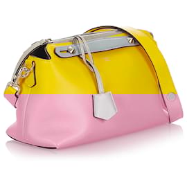 Fendi-Cartable en cuir jaune Fendi By The Way-Gris,Jaune