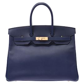 Hermès-HERMES BIRKIN 35-Bleu Marine