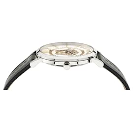 Versace-V-Essential Leather Watch-Silvery,Metallic