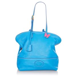 Fendi-Fendi Bleu Selleria 2sac à bandoulière en cuir-Bleu,Autre