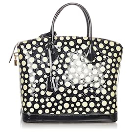 Louis Vuitton-Louis Vuitton Black Yayoi Kusama Monogram Lockit Vertical-Black,White