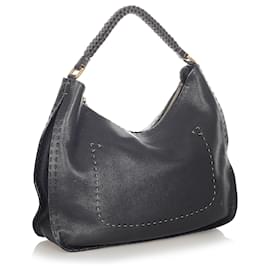 Fendi-Fendi Sac à bandoulière en cuir Selleria noir-Noir