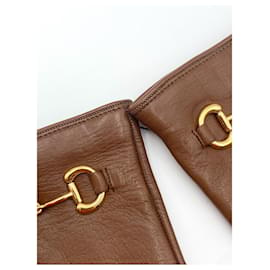 Gucci-Gants Gucci en cuir marron taille pince 7,5-Marron
