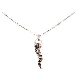Dolce & Gabbana Collar con colgante de cuerno de cristal negro Negro Plata