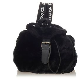 Dolce & Gabbana Dolce&Gabbana Schwarzer Kunstpelz-Rucksack Schwarz