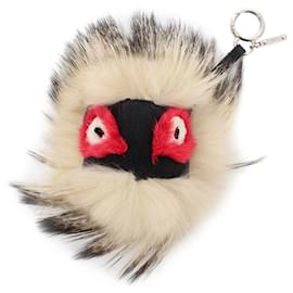 Fendi-Fendi White Monster Fur Pom-Pom Bag Charm-White,Multiple colors,Cream