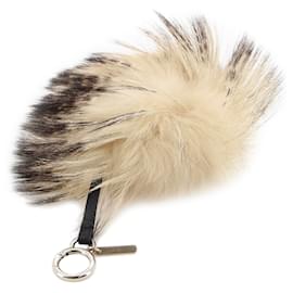 Fendi-Fendi White Monster Fur Pom-Pom Bag Charm-White,Multiple colors,Cream
