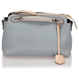 Fendi-Sacoche en cuir bleu Fendi By The Way-Blanc,Bleu,Bleu clair
