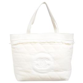 Chanel Sacola de praia Terry Cloth com cobertor Branco