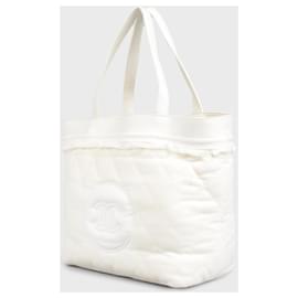 Chanel-Bolsa de playa de tela de felpa con la manta-Blanco