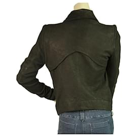 Helmut Lang-Helmut Lang Black Perforated Leather Side Zipper Cowl Neck Jacket size S-Black