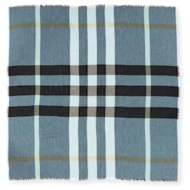 Burberry-Burberry Entspannter Mega-Karo-Schal, Mittelblau-Blau