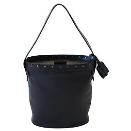 Borsa a secchiello Gucci in pelle nera e legno Nero