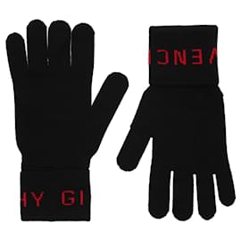 Givenchy Logo Wool Gloves Black