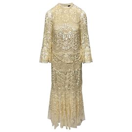Needle & Thread Vestido Snowdrop de agulha e linha Branco Cru