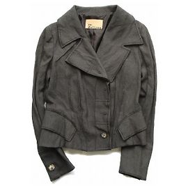 [Used] JOHN GALLIANO Asymmetric Short Length Jacket Blouson Logo Button Brown