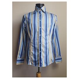Camicia Etro a righe in cotone blu multicolore Blu Multicolore